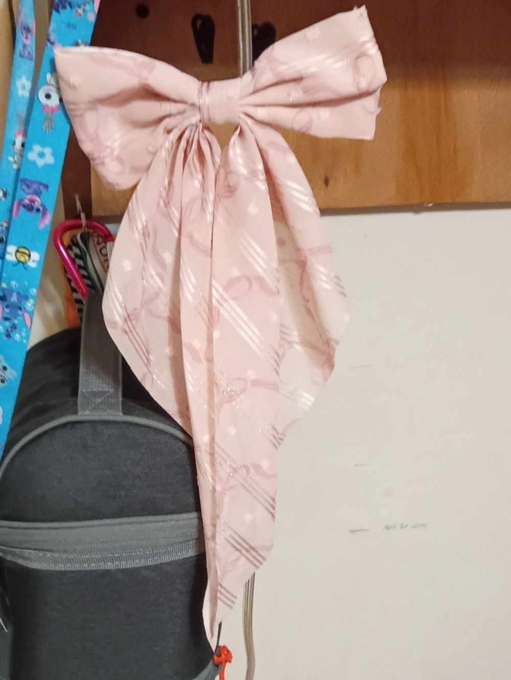Soft Pink Bow Scarf Hair Tie